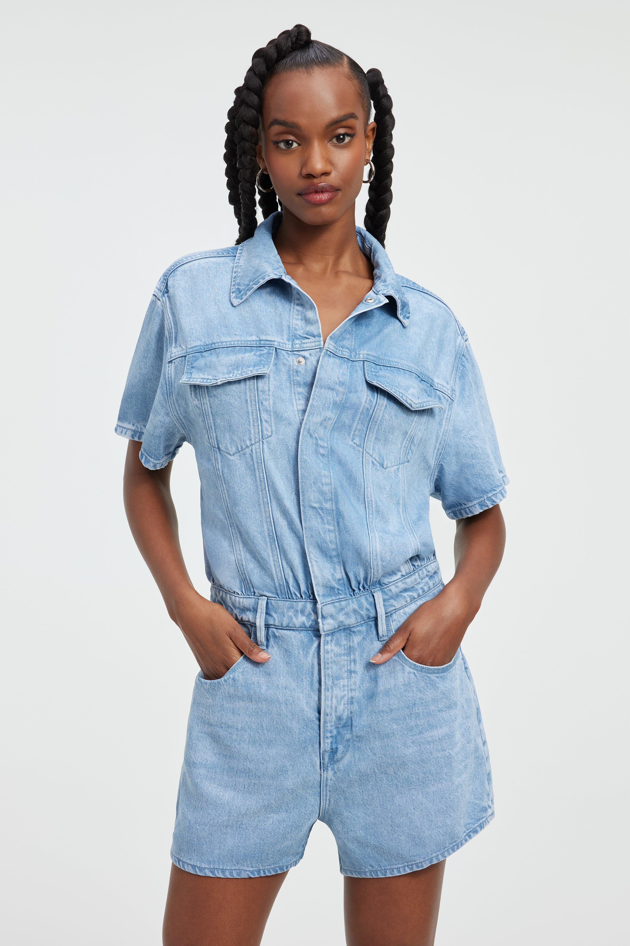 Summer Women Short Sleeve Romper Fashion Casual Blank Button up Playsuit Denim  Short Jumpsuit - China Sports Wear and Pull-in Pants price |  Made-in-China.com
